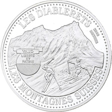 Suisse, Médaille, Helvetia, Les montagnes suisses, les Diablerets, Argent, FDC