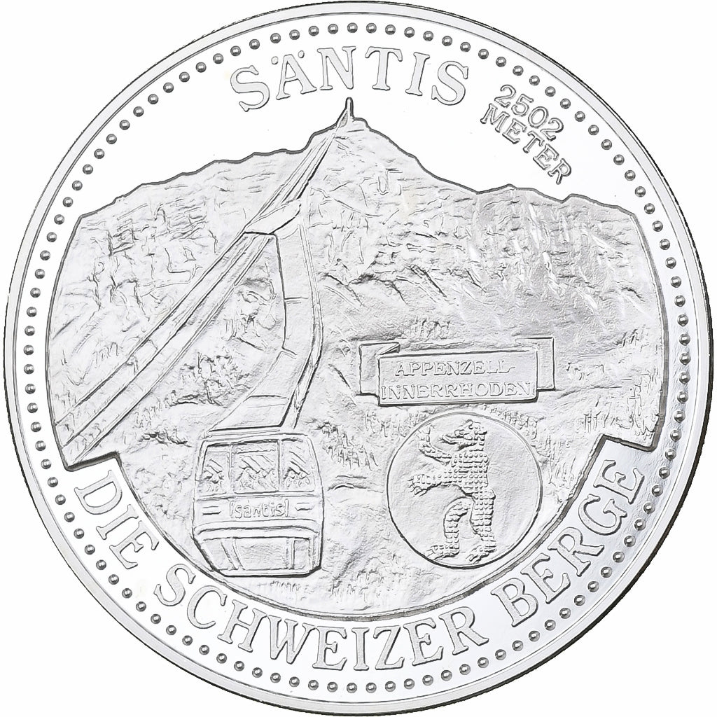 Svizzera, medaglia, Helvetia, Die Schweizer Berge, Santis, Argento, FS, FDC