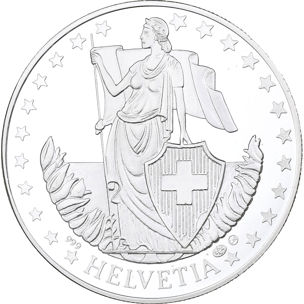 Svizzera, medaglia, Helvetia, Die Schweizer Berge, Santis, Argento, FS, FDC
