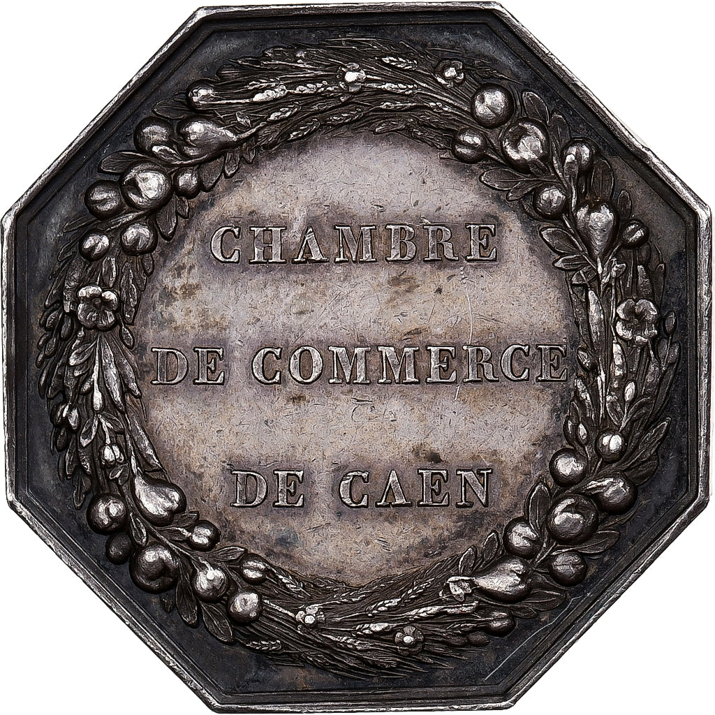 France, Medal, Chambre de Commerce de Caen, 1848, Silver, Pingret, EF(40-45)