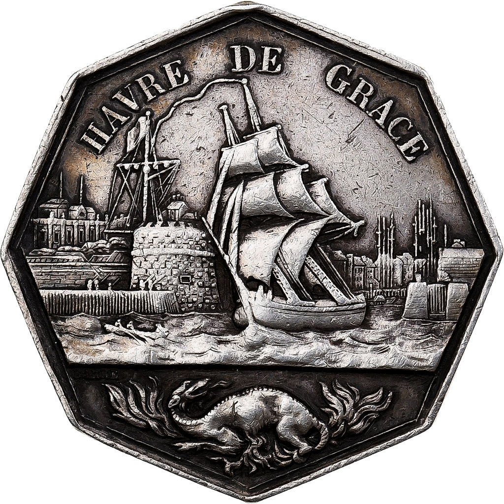 Frankrijk, Token, Chambre de Commerce, Havre de Grace, Zilver, Barre, PR