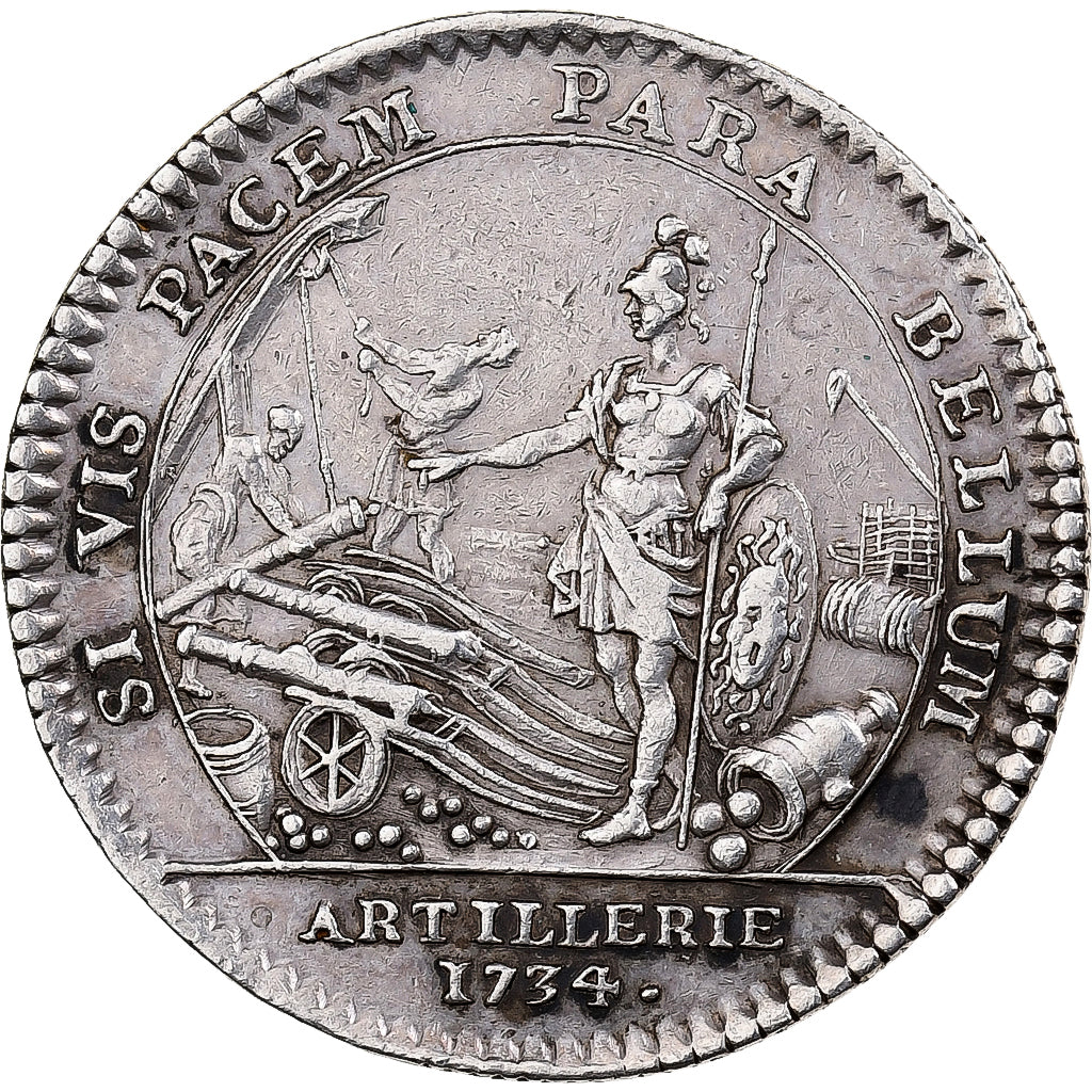 Francia, ficha, Louis XV, Artillerie, 1734, Argento, BB