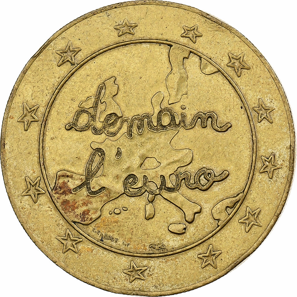 França, 1-1/2 Euro, Demain l'Euro, 1996, MDP, Latão, Cardot, AU(50-53)