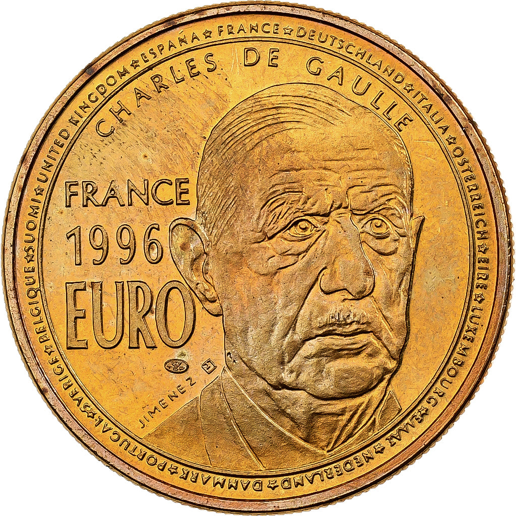 France, Euro, Charles de Gaulle, 1996, Bronze Florentin, Jimenez, Pattern