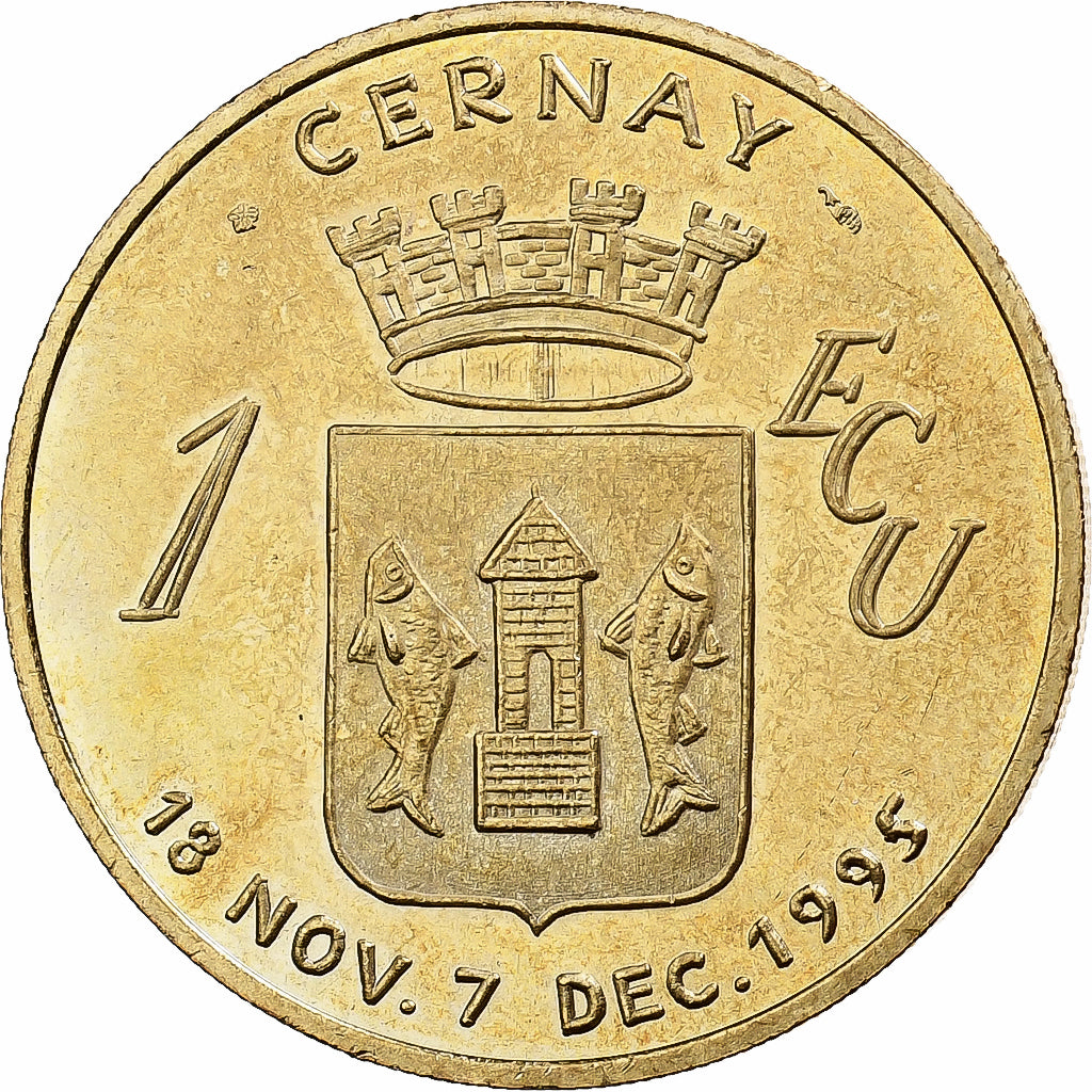 France, Medal, Euros des Villes, 1 Ecu de Cernay, 1995, Copper-nickel Aluminium