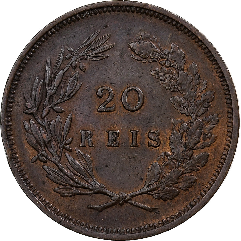 Portogallo, Carlos I, 20 Reis, 1891, Lisbon, Bronzo, BB