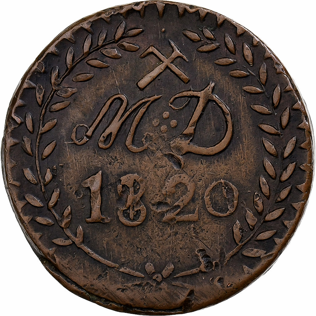 France, 30 Sols, Mines d'Aniche, 1820, Bronze, VF(20-25)