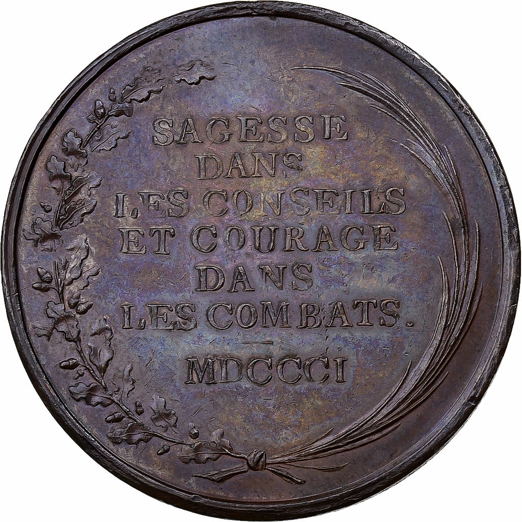 Francja, medal, Napoléon Bonaparte, Sagesse et Courage, 1801, Brązowy
