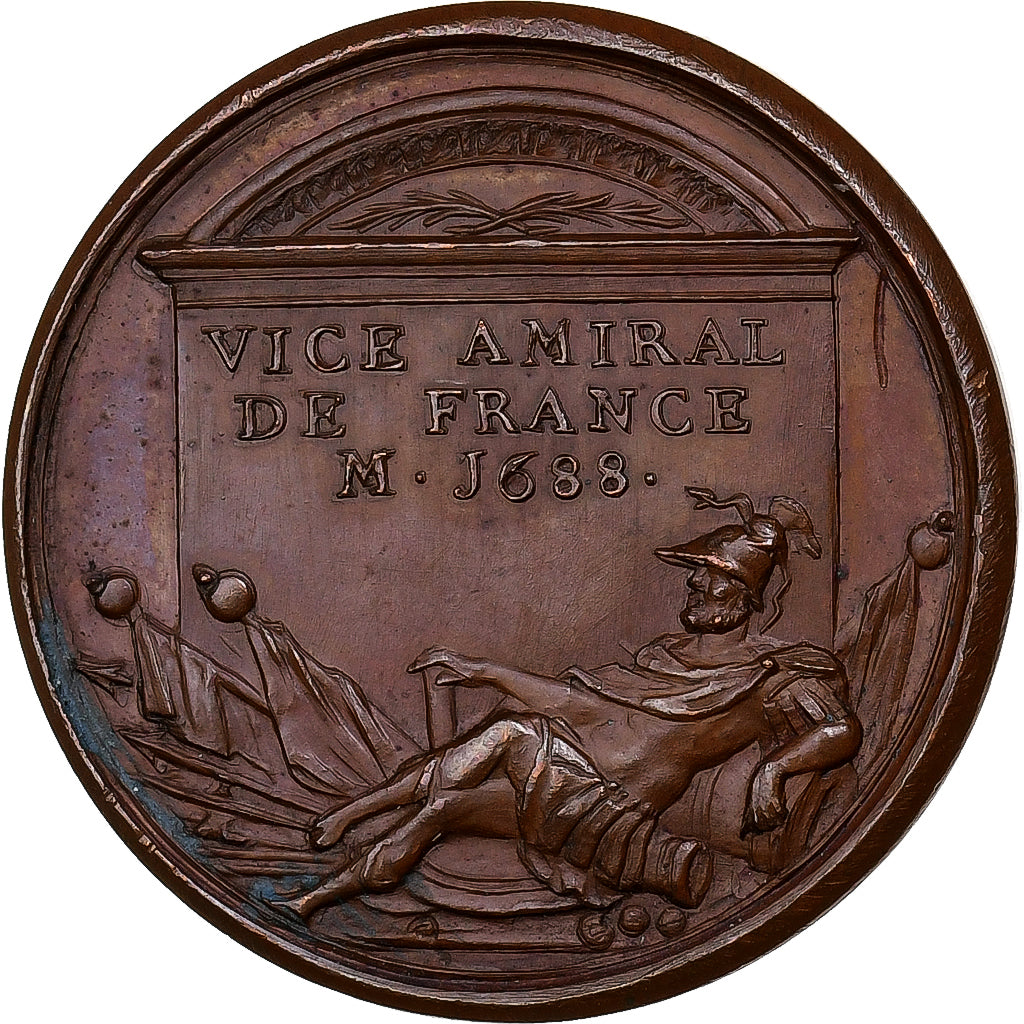 Francia, medalla, Abraham Duquesne, Vice-amiral de France, 1688, Bronce