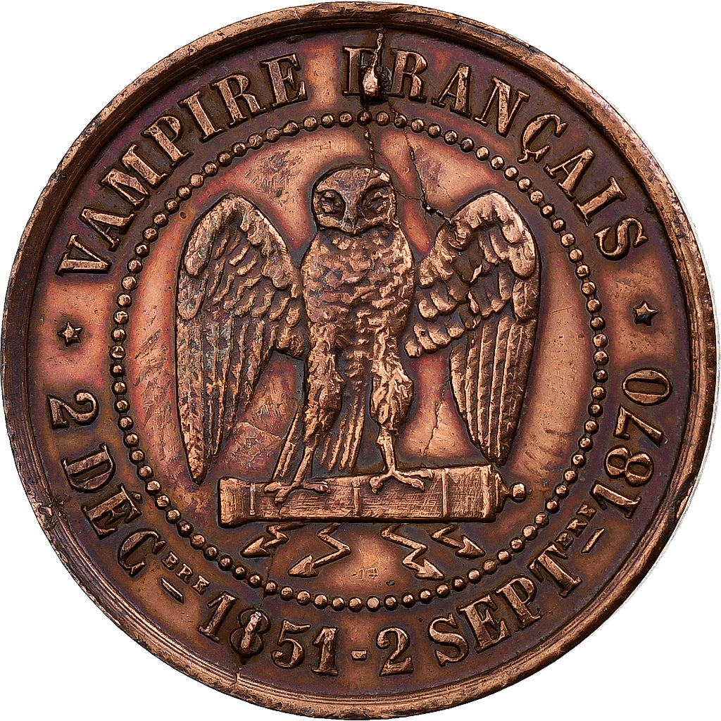 Francia, Monnaie satirique, Napoléon III, 1870, Rame, SPL-