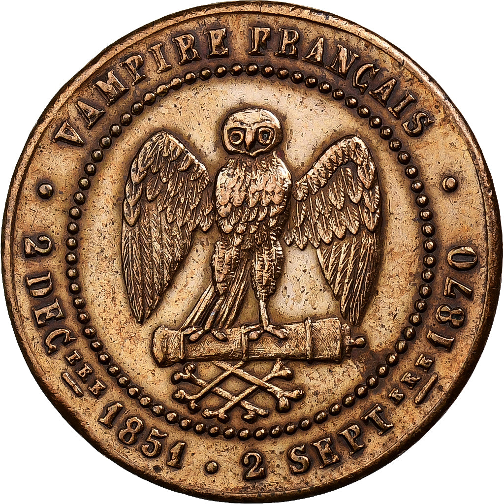 Francia, Monnaie satirique, Napoléon III, 1870, Bronzo, SPL-