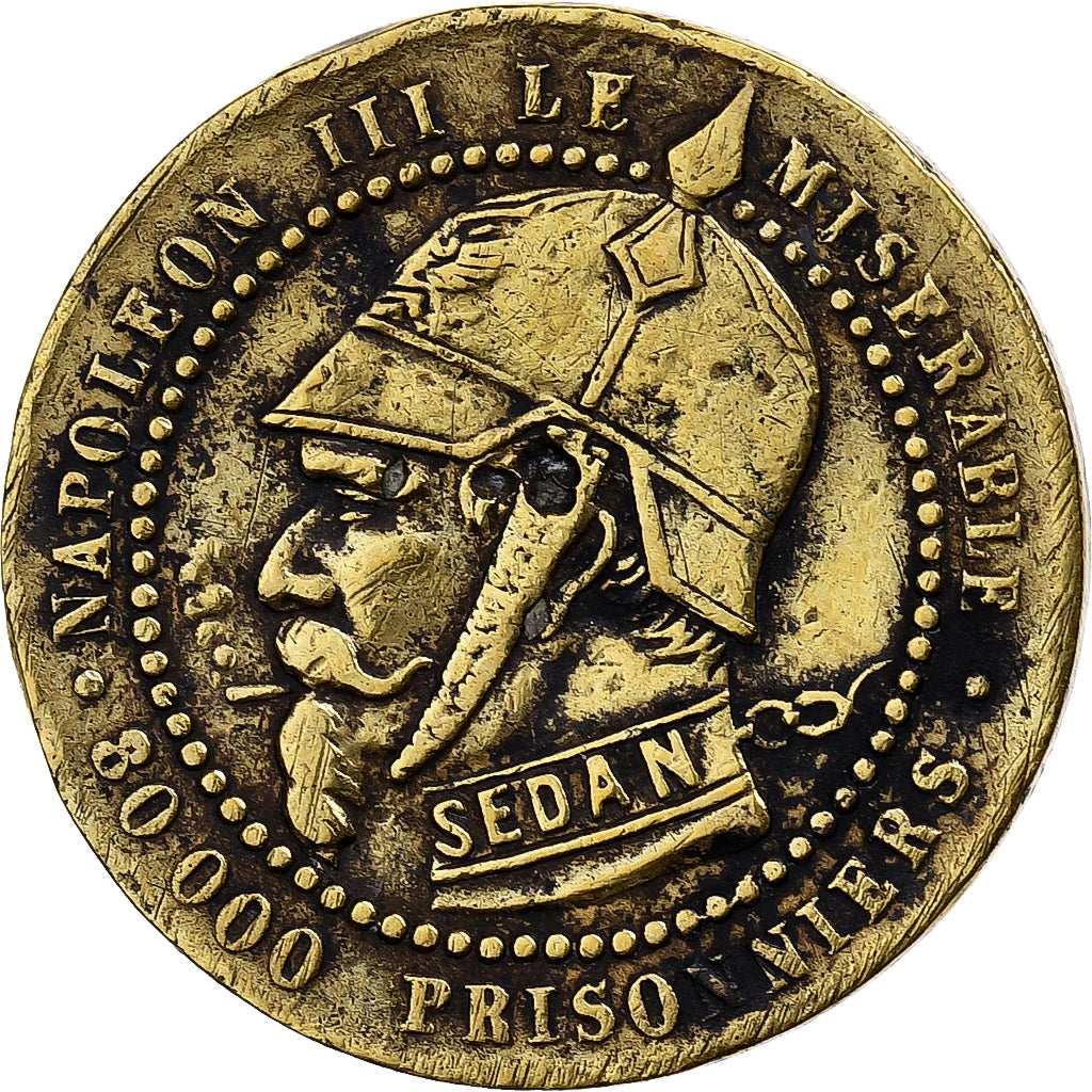 Francia, Monnaie satirique, Napoléon III, 1870, Latón, EBC