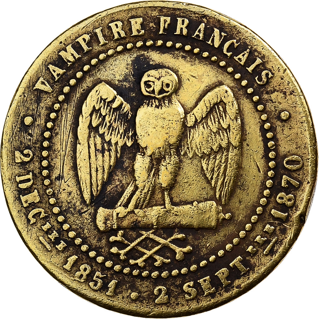 Francia, Monnaie satirique, Napoléon III, 1870, Latón, EBC