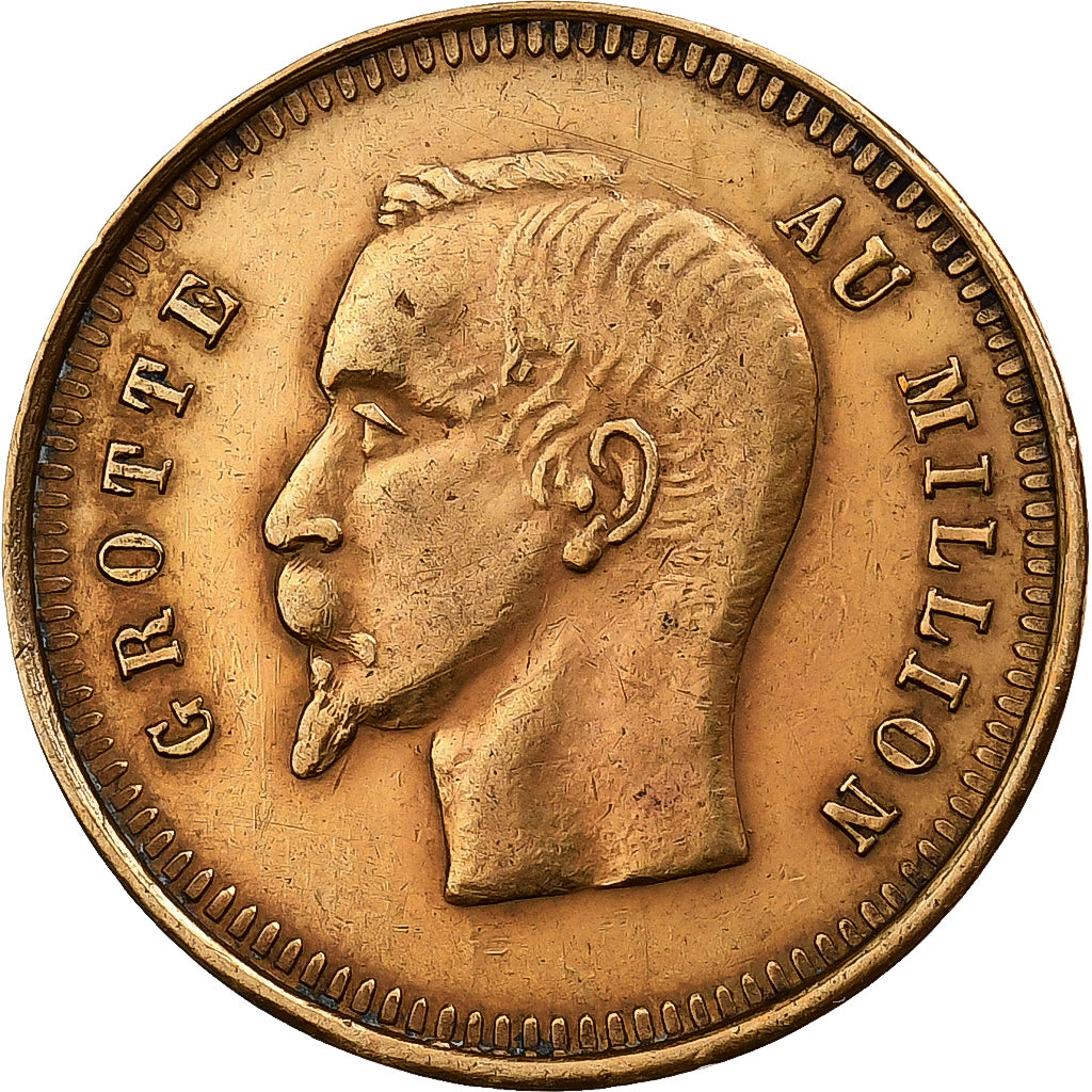 Francia, zeton, Napoléon III, Jeu, La Grotte au Million, Latón, MBC