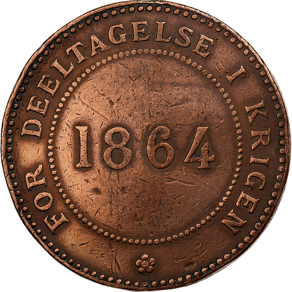 Danimarca, medaglia, Christian IX, For Deeltagelse I Kriegen, 1864, Bronzo