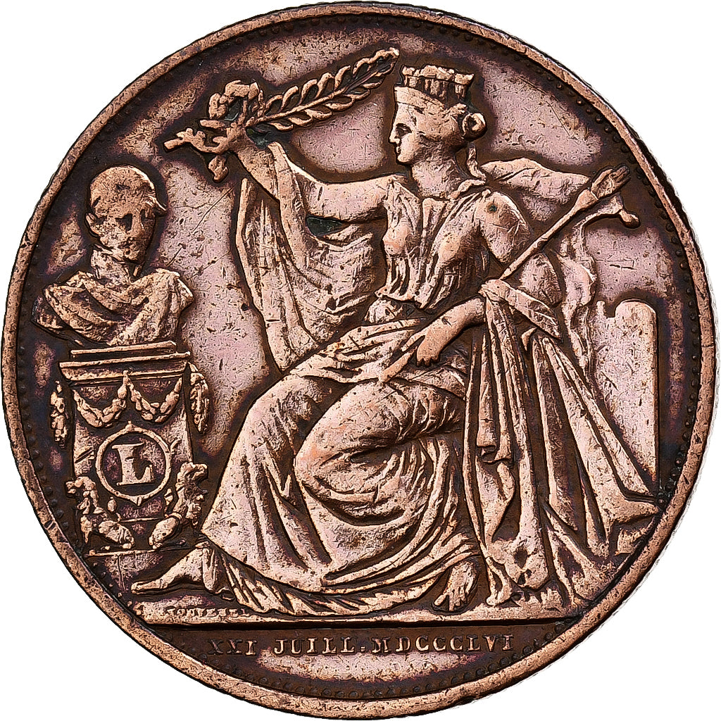 Belgium, Medal, 25 ans de l'intronisation de Léopold Ier, 1856, Copper