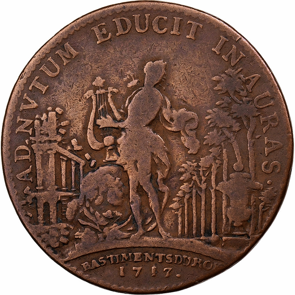 France, Token, Louis XIV, Bâtiments du Roi, 1713, Bronze, VF(20-25)