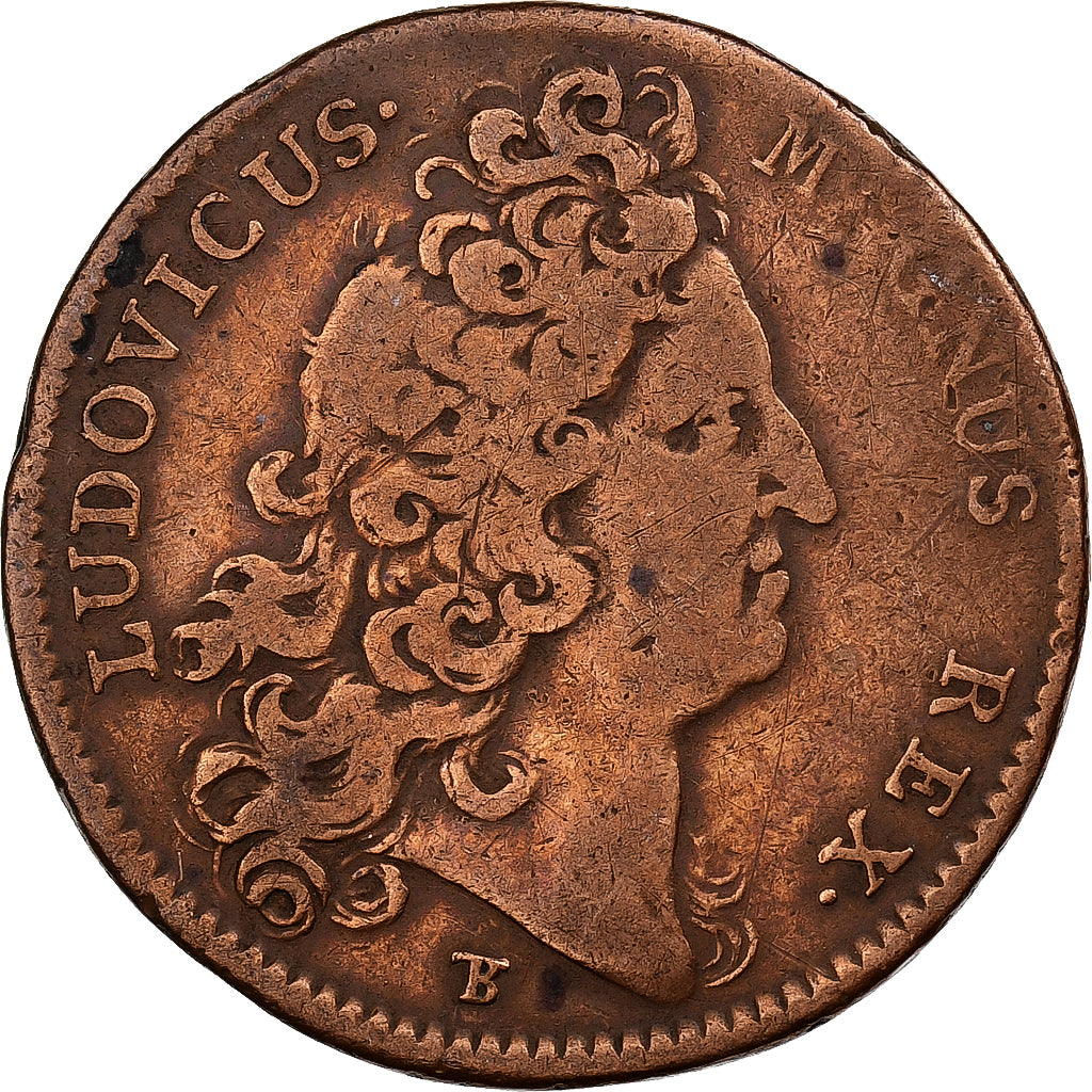 France, Token, Louis XIV, Extraordinaire des Guerres, 1712, Bronze, VF(20-25)