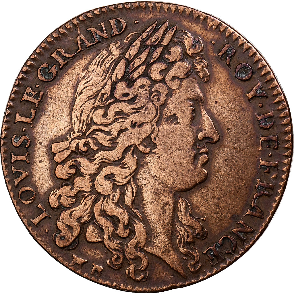 France, Token, Louis XIV, Ordinaire des Guerres, 1683, Copper, VF(30-35)
