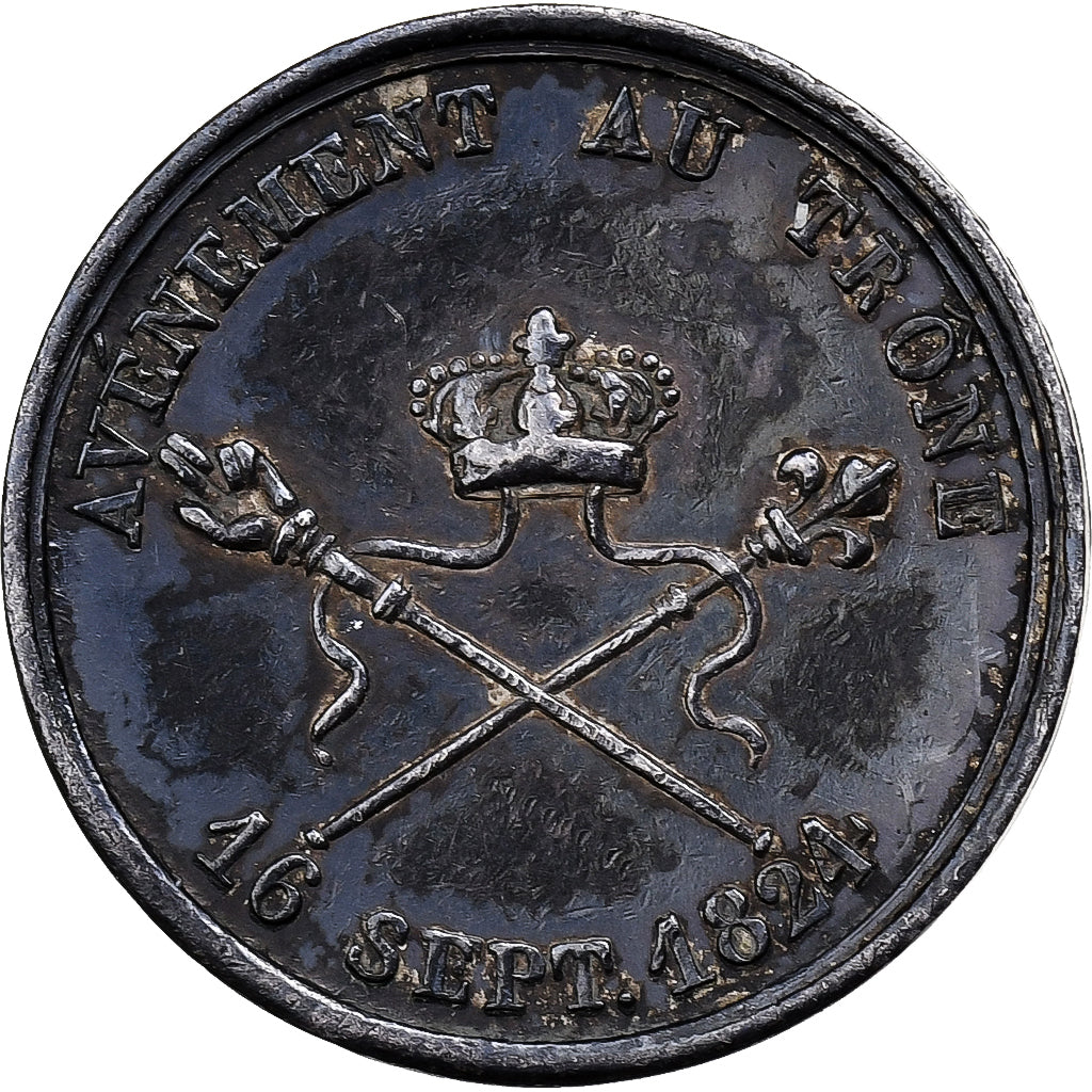 Francja, Quinaire, Charles X, Avènement au Trône, 1824, Srebro, Depaulis
