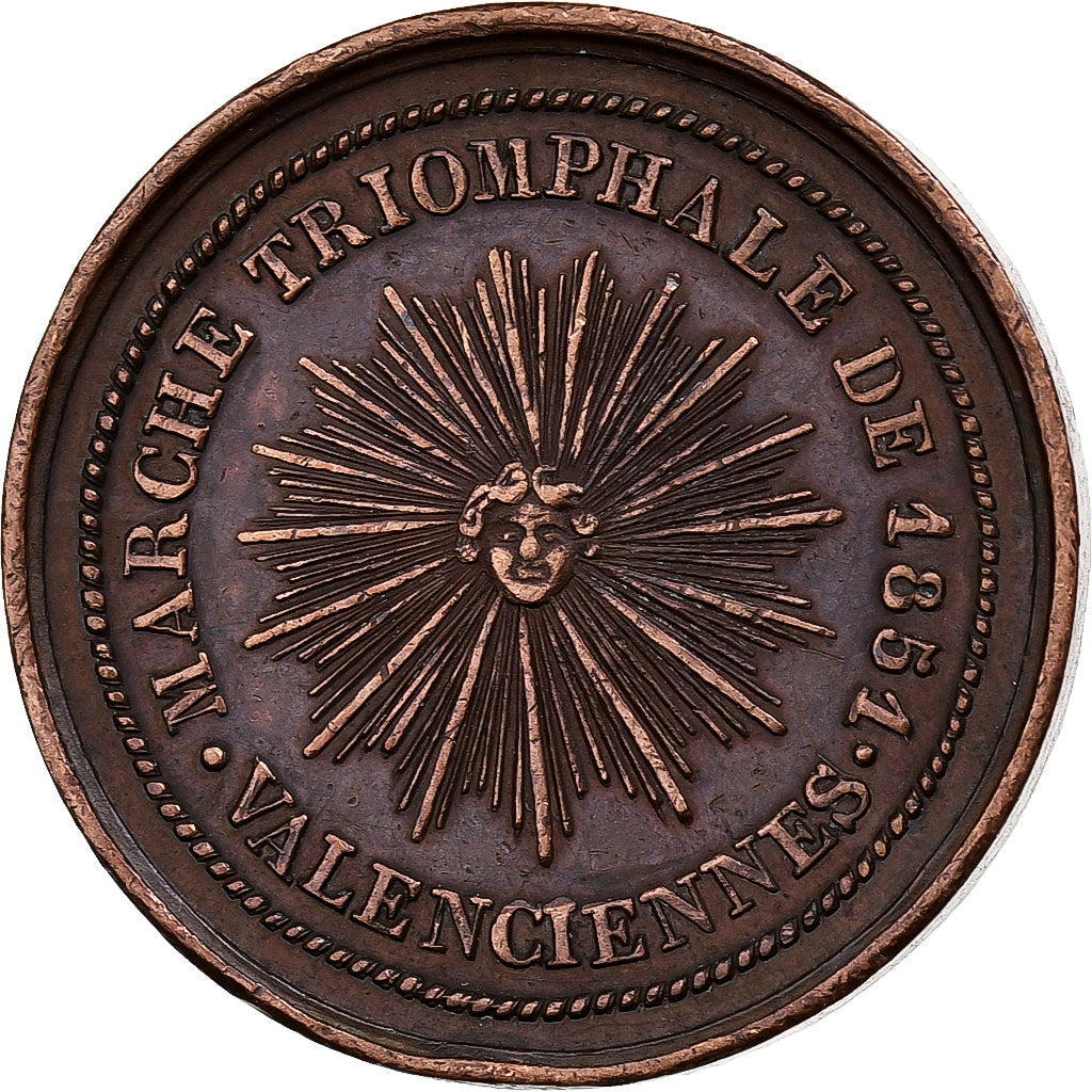 Francia, medalla, Société des Incas, Valenciennes, 1851, Cobre, MBC