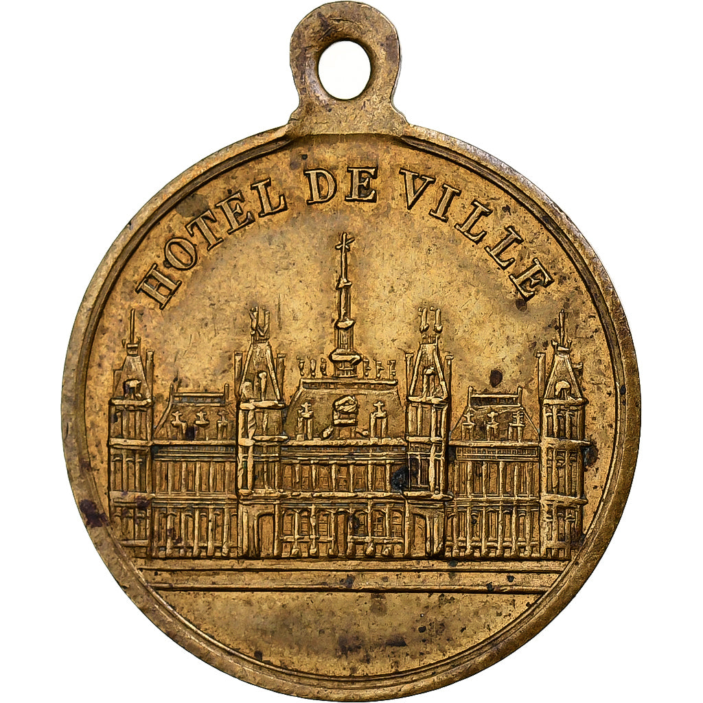 Francia, medalla, Inauguration de l'Hôtel de ville de Paris, 1882, Copper Gilt