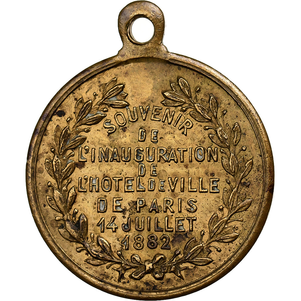 Francia, medalla, Inauguration de l'Hôtel de ville de Paris, 1882, Copper Gilt