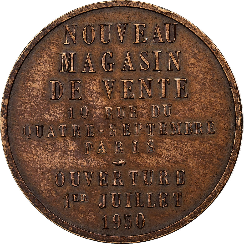 Francia, ficha, Nouveau magasin de vente, 1950, Bronzo, SPL-