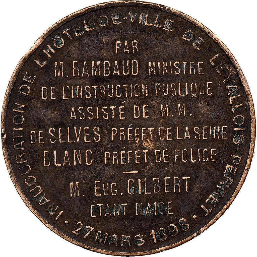 Francia, medaglia, Inauguration de l'Hôtel de Ville de Levallois-Perret, 1898