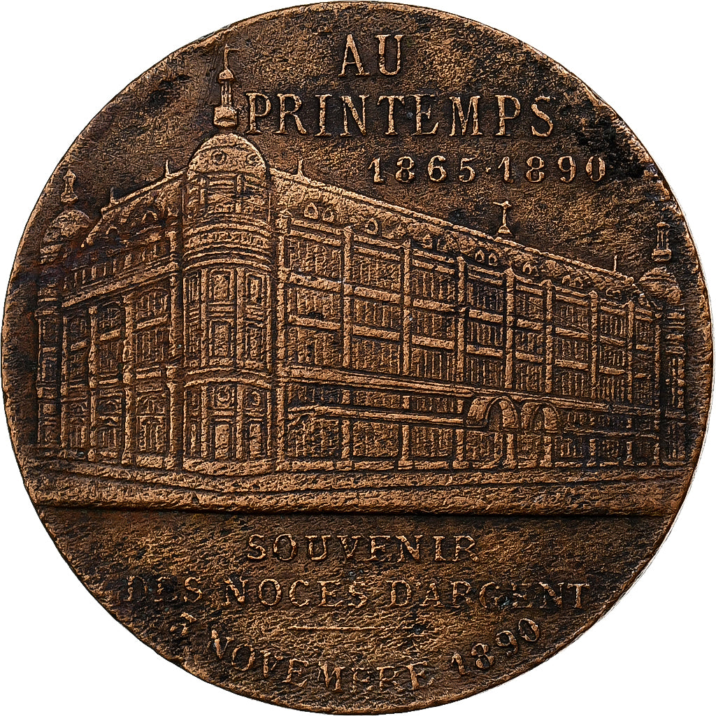 France, Medal, Jules Jaluzot, Au Printemps, Noces d’argent, 1890, Copper