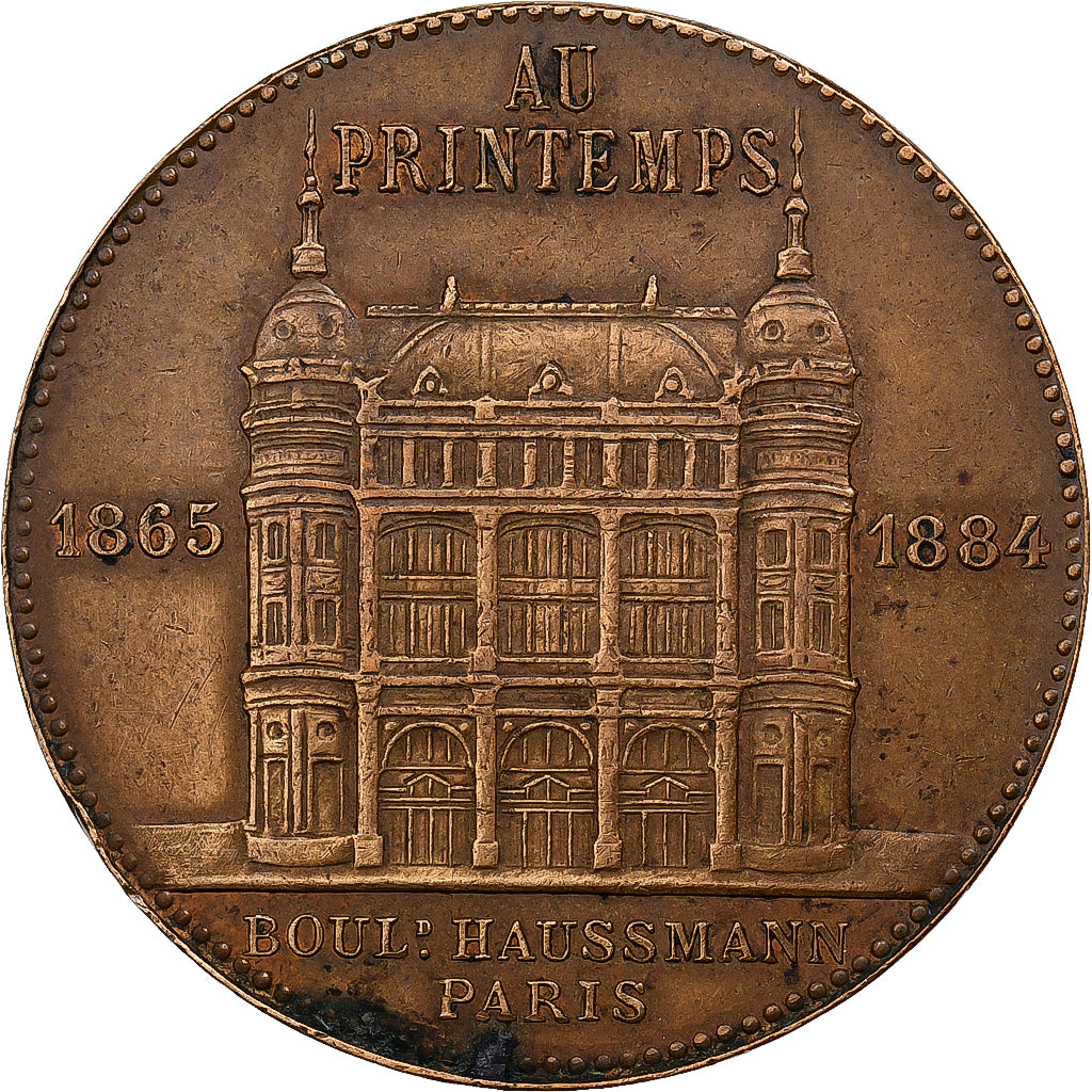 France, Medal, Jules Jaluzot, Au printemps, Boulevard Haussmann, 1884, Copper