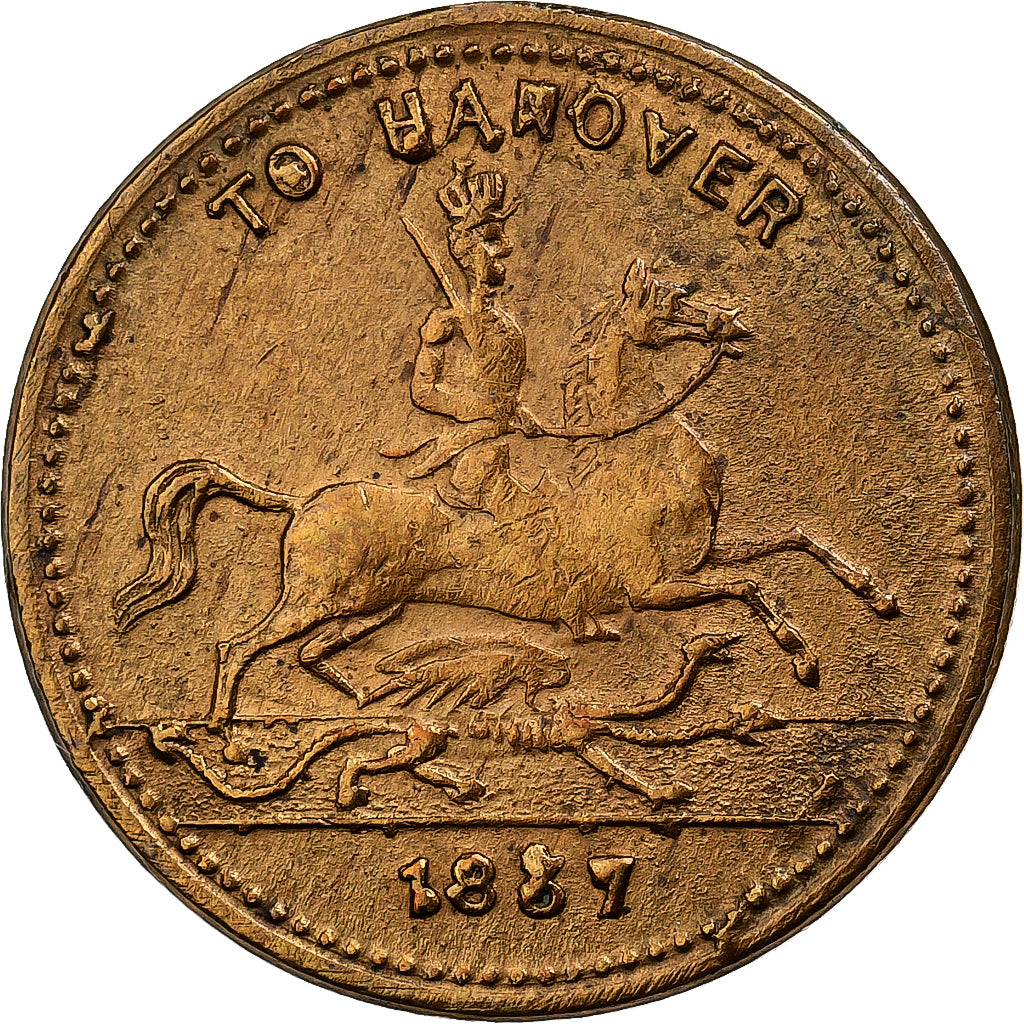 Reino Unido, zeton, Victoria, To Hanover, 1887, Latón, MBC