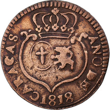 Venezuela, 1/4 Réal, 1818, Caracas, Rame, MB