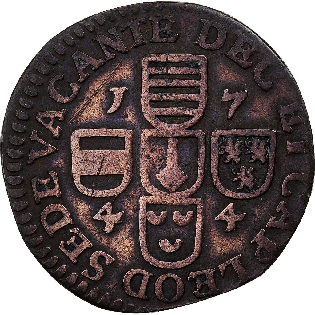 Principado-Bispado de Liège, Liard, 1744, Cobre, F(12-15)