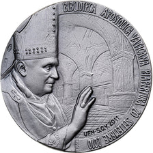 Vaticano, medalha, Benoit XVI, Réouverture de la Bibliothèque, 2011, Prata