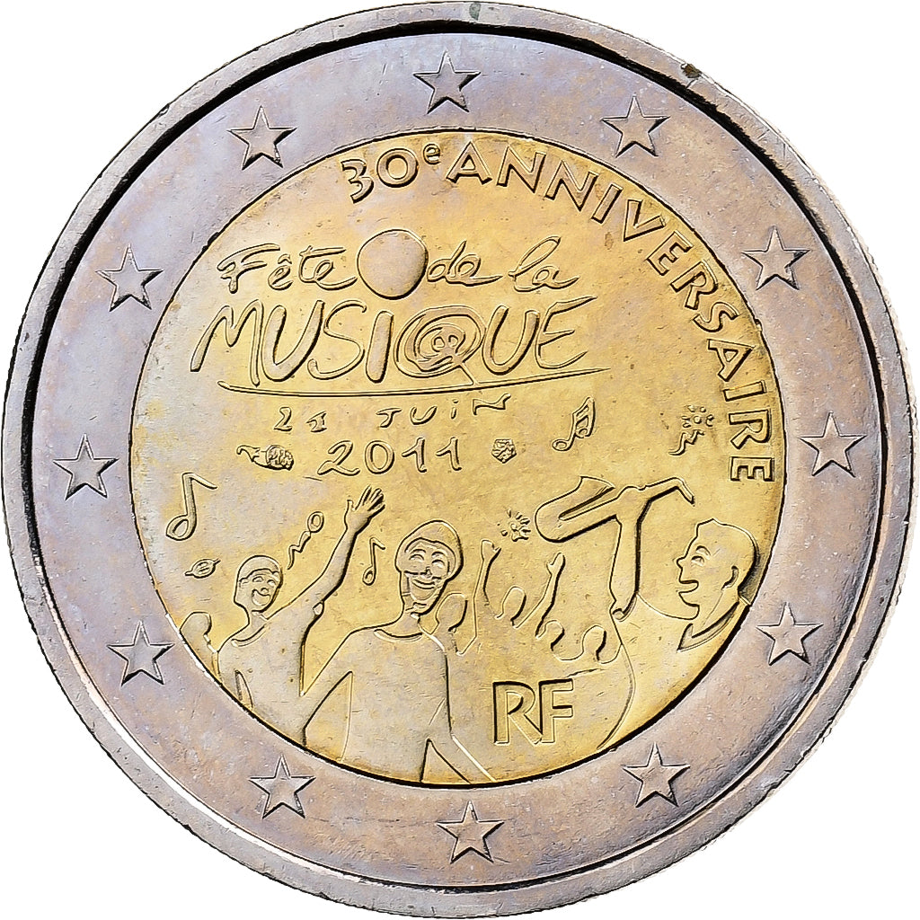 Francia, 2 Euro, Music Day, 2011, MDP, Bimetálico, SC