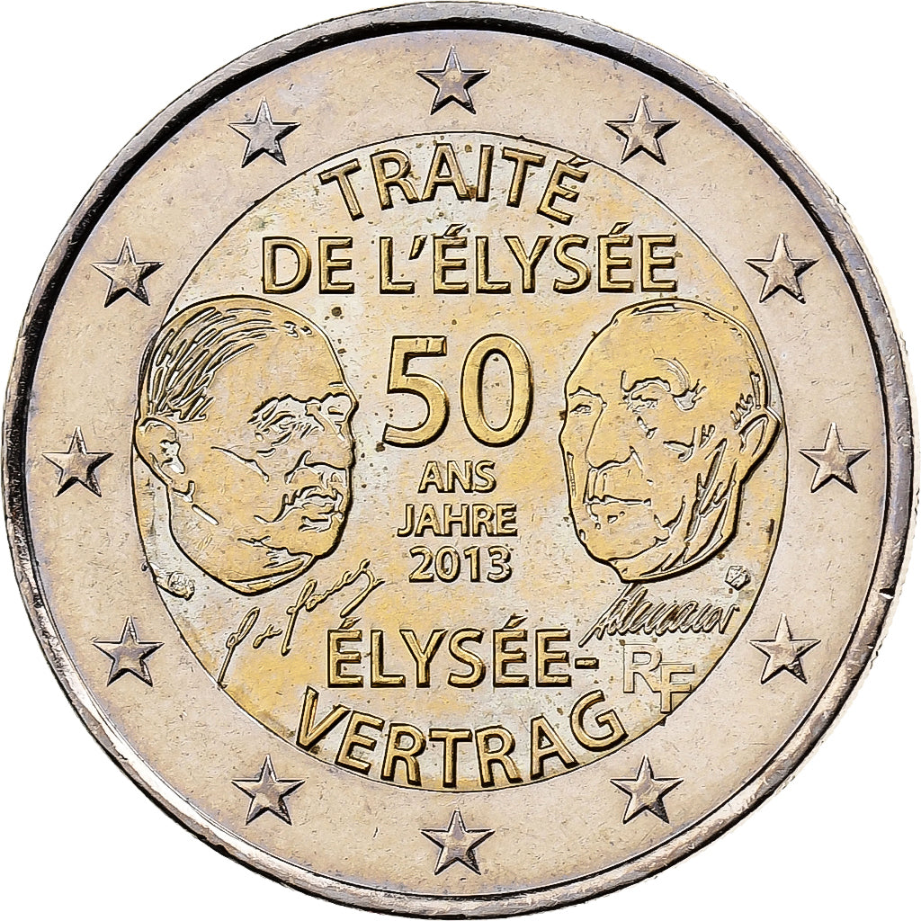 Frankreich, 2 Euro, Élysée Treaty, 2013, MDP, Bi-Metallic, UNZ