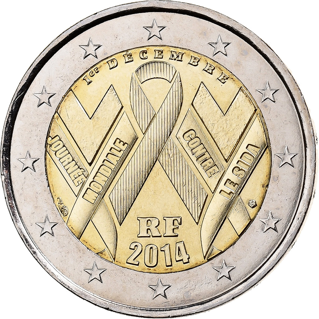Francia, 2 Euro, Sidaction, 2014, MDP, Bimetálico, SC