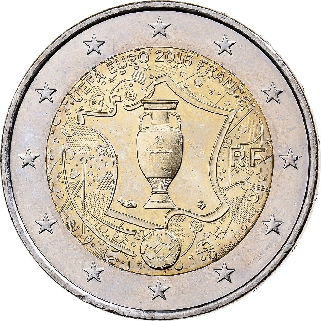 Francia, 2 Euro, UEFA Euro 2016, 2016, MDP, Bimetálico, SC