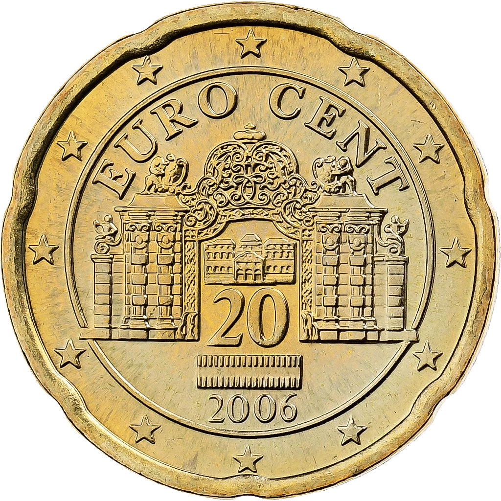 Áustria, 20 Centimes, 2006, Vienna, Nordic gold, MS(63)