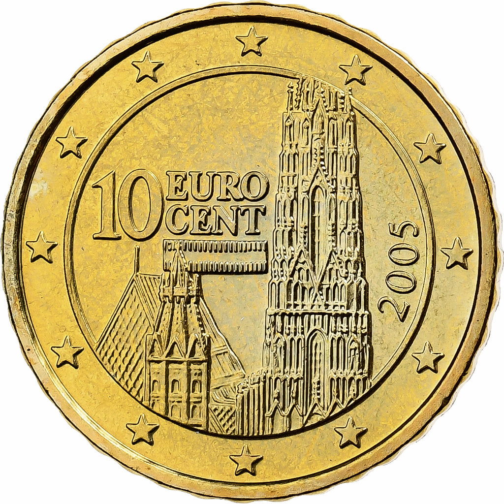 Austria, 10 Centimes, 2005, Vienna, Nordic gold, MS(63)