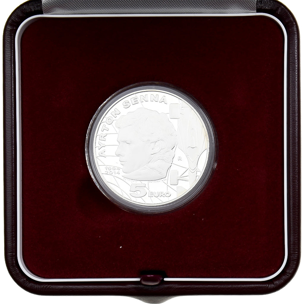 San Marino, 5 Euro, Ayrton Senna, Prueba, 2014, Rome, Plata, FDC