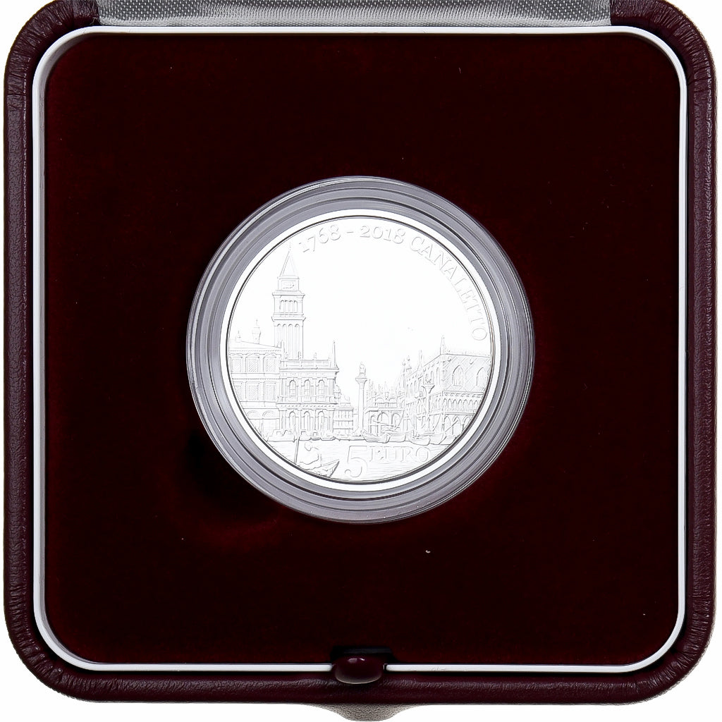San Marino, 5 Euro, Canaletto, FS, 2018, Rome, Argento, FDC
