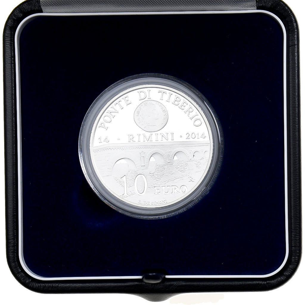 San Marino, 10 Euro, Ponte di Tiberio in Rimini, FS, 2014, Rome, Argento, FDC