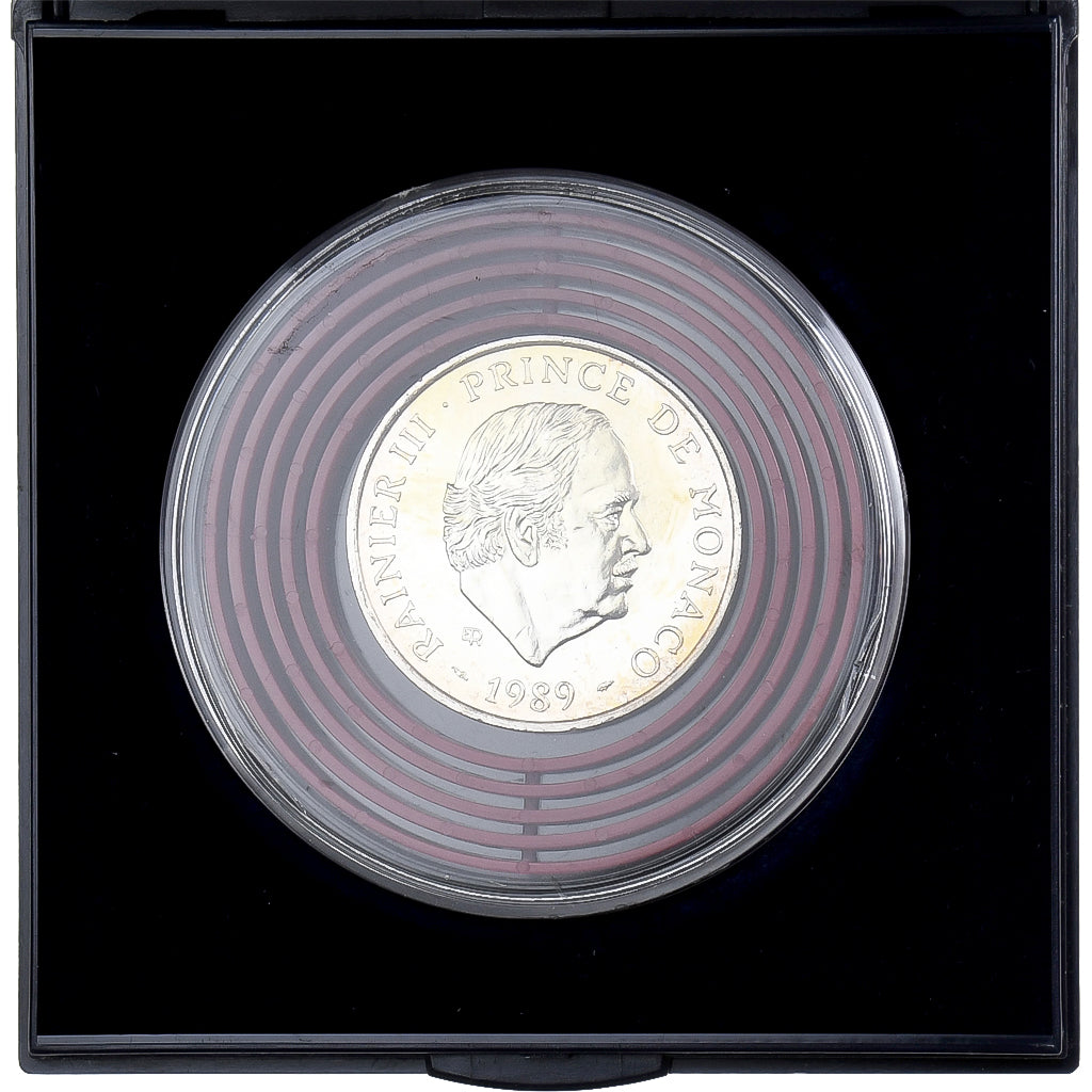 Monaco, Rainier III, 100 Francs, 40e Anniversaire de règne, 1989, MDP, Argento