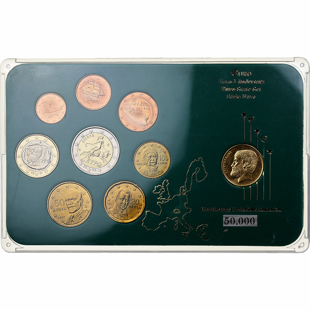 Grécia, Set 1 ct. - 2 Euro + Coin, Mixed Dates, Athens, N/D, MS(63)