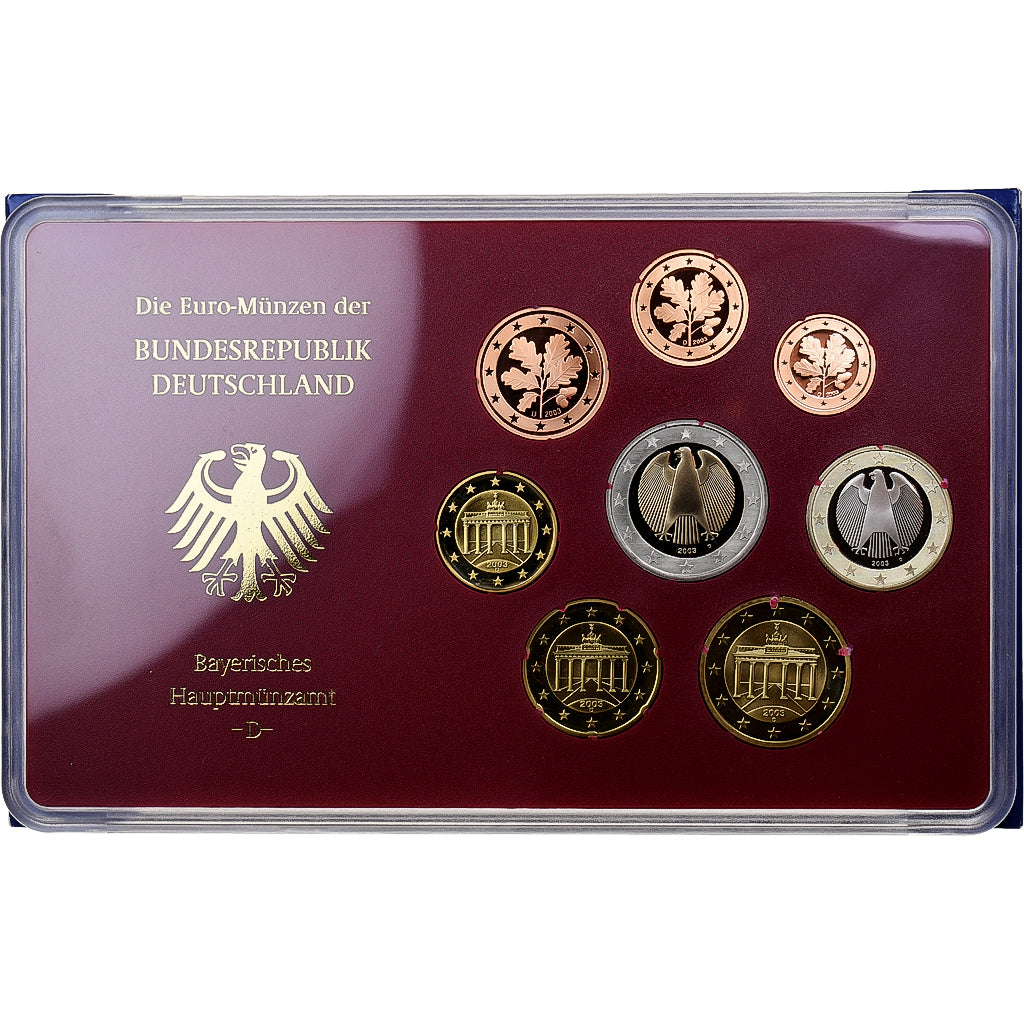 Duitsland, Set 1 ct. - 2 Euro, Proof, 2003, Munich, n.v.t., FDC