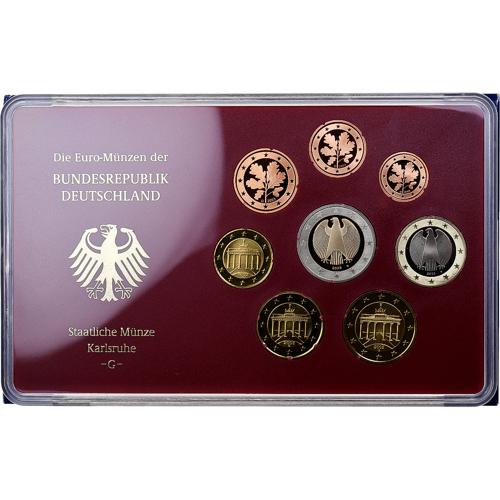 Alemania, Set 1 ct. - 2 Euro, Prueba, 2003, Karlsruhe, Sin información, FDC