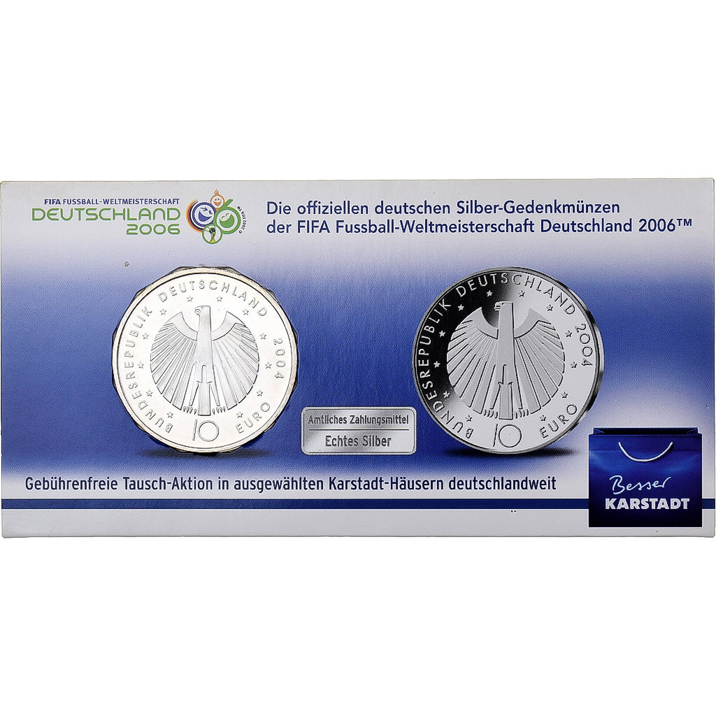 Alemanha, 10 Euro, 2006 FIFA World Cup, Coin card, 2004, Prata, MS(63)