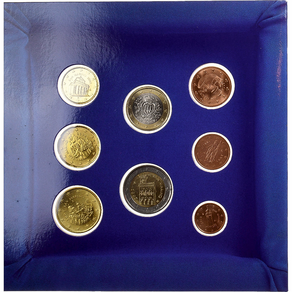San Marino, Set 1 ct. - 2 Euro, 2002, Rome, MS(65-70)